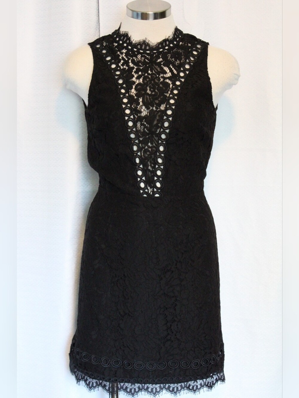 SAYLOR x Free People Cherie Black Lace Open Back Mini Dress XS